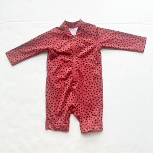 All-in-One Swimsuit UPF50 In Brick Red Polka Dot